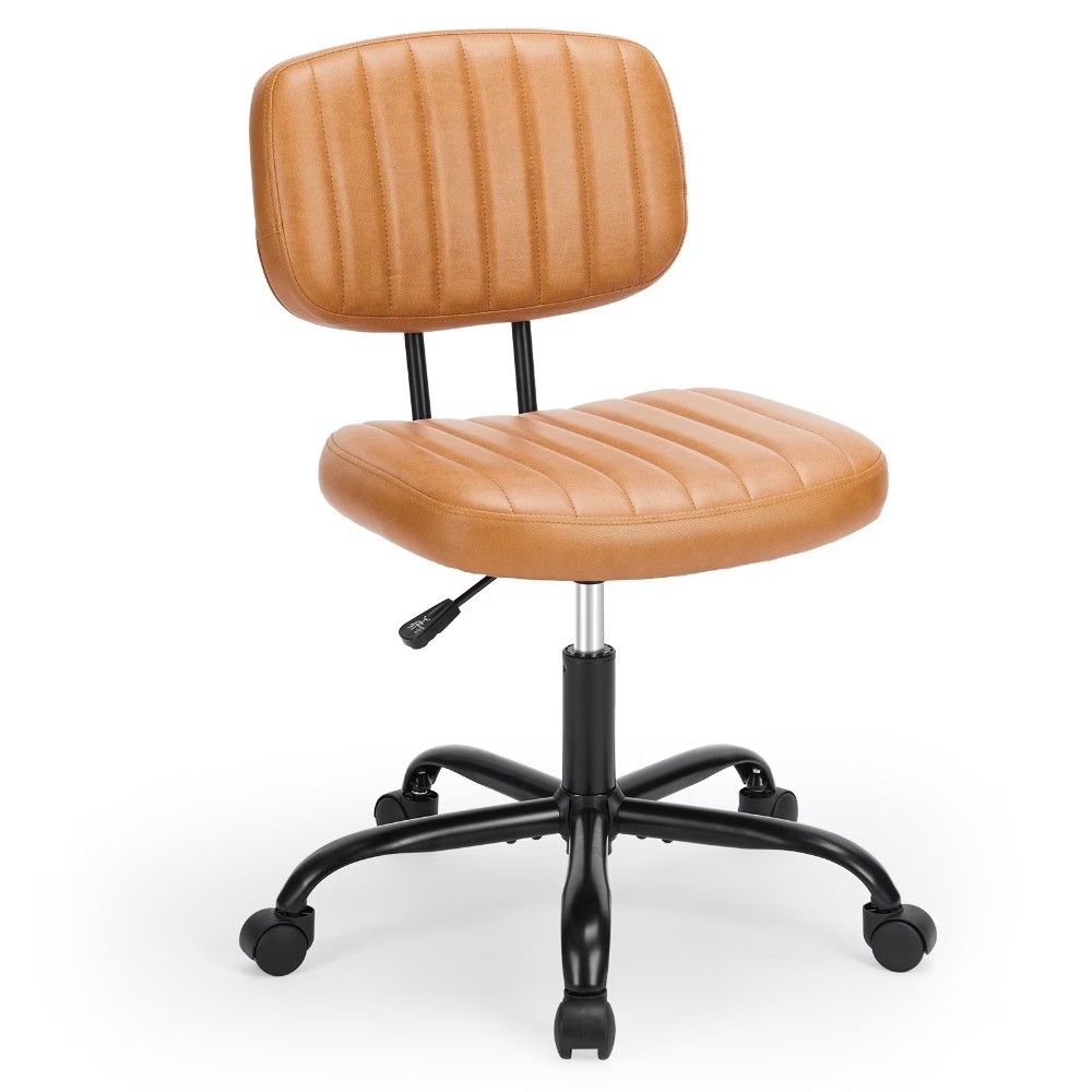 Small Armless Office Desk Chair with Comfy Lumbar Support