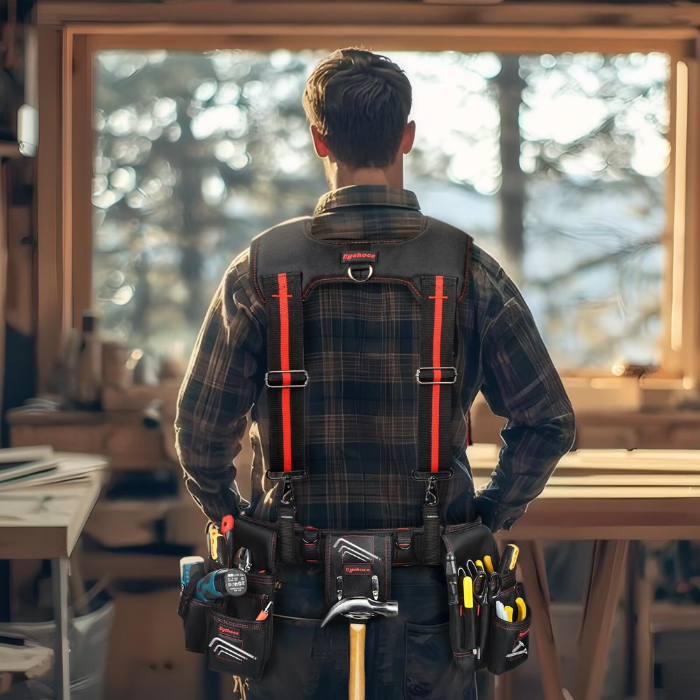 Tool Belt with Multiple Pockets，Adjustable and durable carpenter tool beltele...