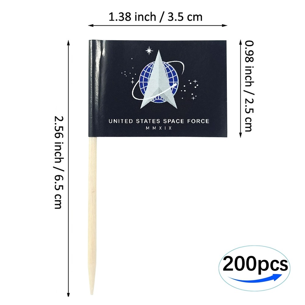 200 pcs US Space Force Toothpick Flag Mini Small Cupcake Topper Flags USA