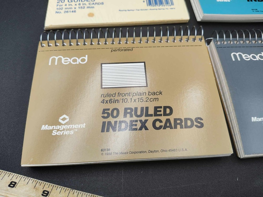 NOS 3 MEAD Wirebound 4" x 6" Index Cards (50 Each) plus Spring Index Guide Pack