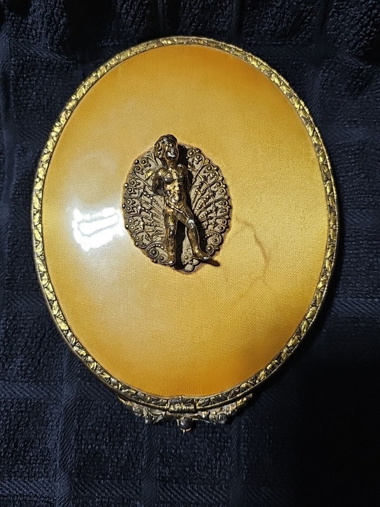 Vintage Rare Brass Cherub Handheld Mirror