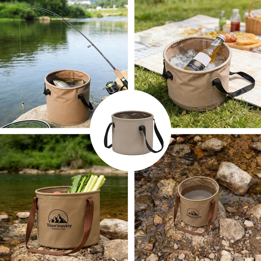Portable Foldable Water Basin, Outdoor Camping Folding Bucket, Multi-Function...