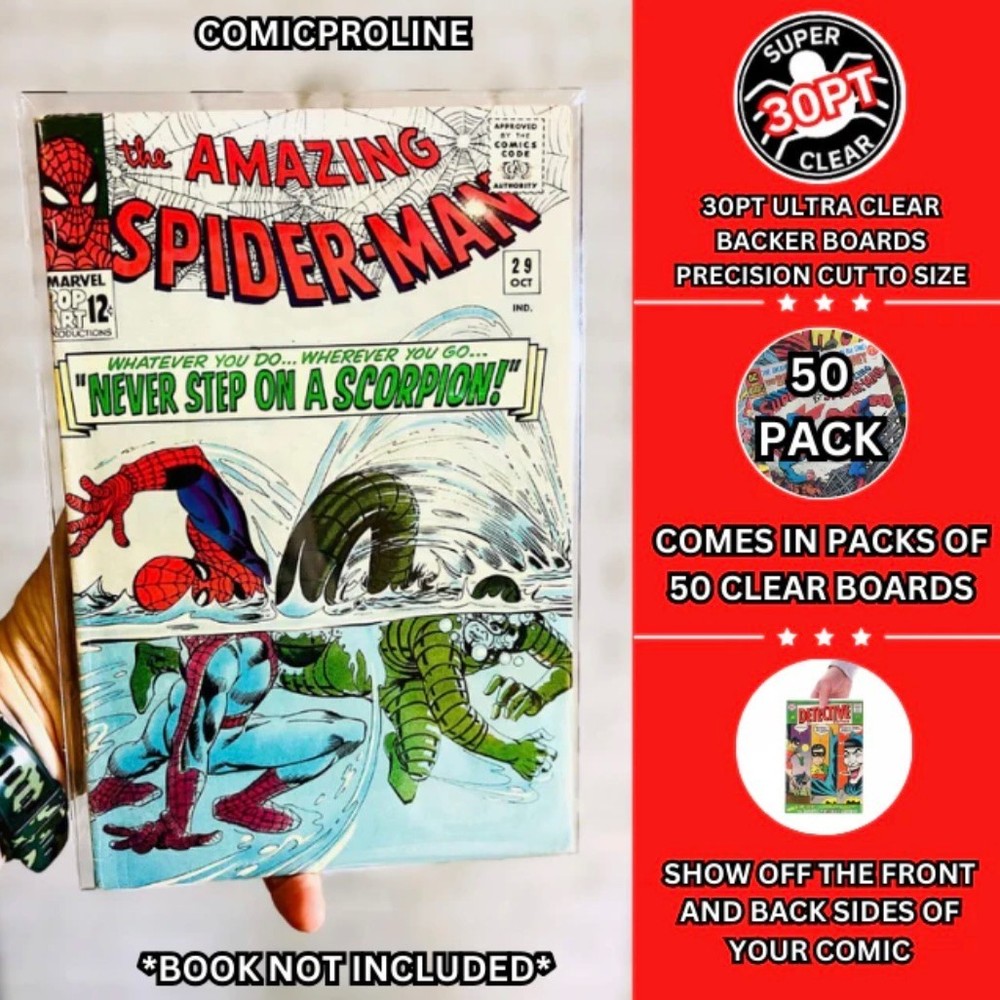 Comic ProLine CLEAR Backing Boards 50-Pack (Silver Age Size) - FREE Shipping!
