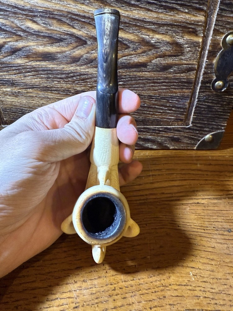 Rustic Patterned Special Handmade Eagle Claw Block Meerschaum Pipe With Box