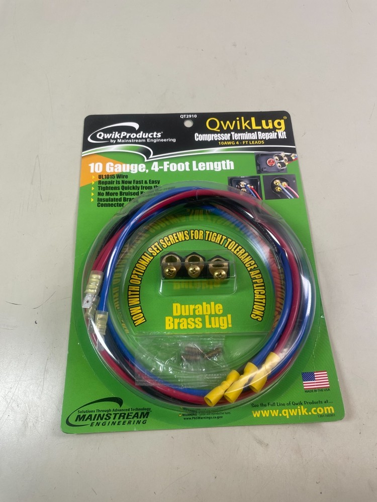 QwikProducts QT2910 QwikLug Compressor Terminal Repair Kit 4ft 10AWG