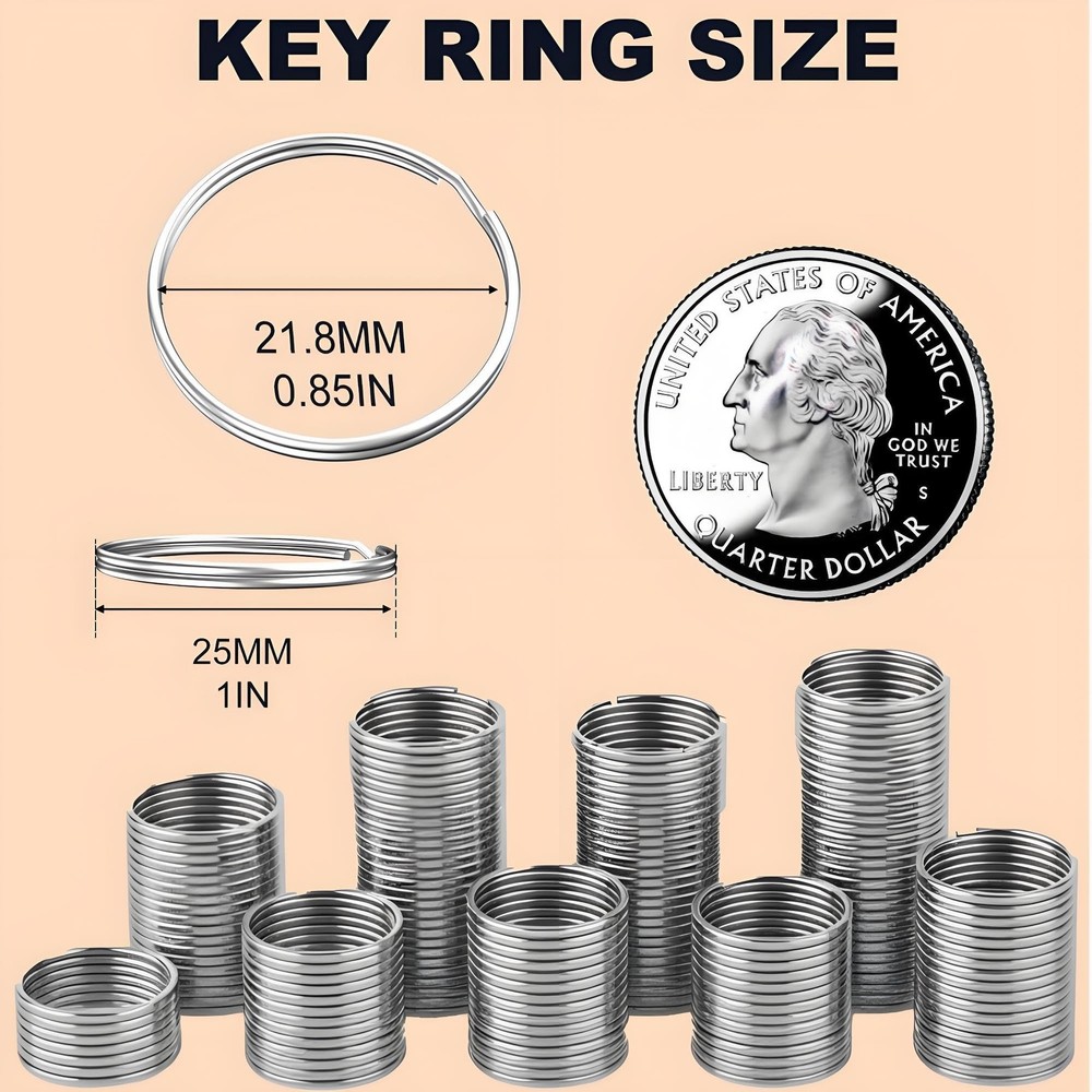 900PCS Split Key Rings Bulk for Keychain and 900PCS, Silver