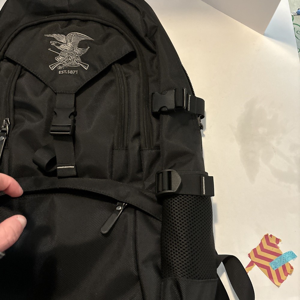 Large Black Tactical Backpack Many Compartments & Holds Laptop