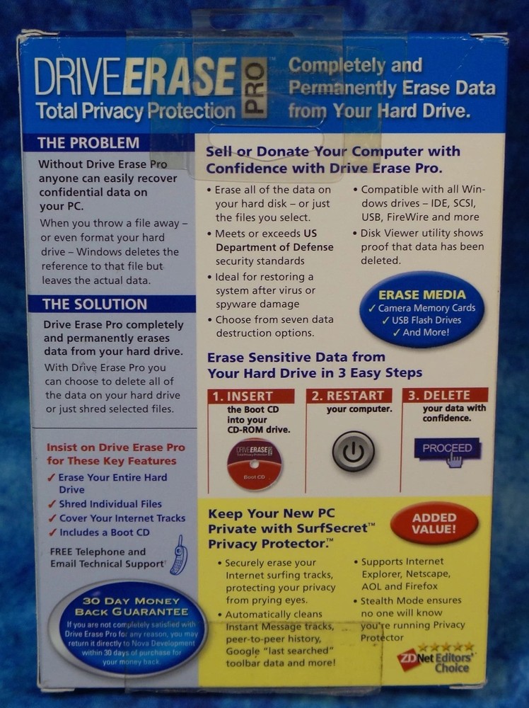 Drive Erase Pro - Total Privacy Protection 2005 Nova Development
