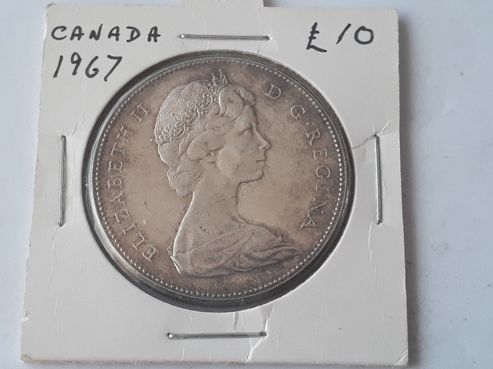 SILVER ONE 1 DOLLAR 1967 CANADA confederation