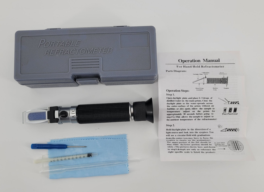 ATC Portable Hand Held Tool Refractometer with Gray Carrying Case