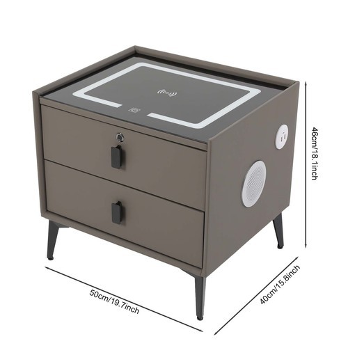 Bluetooth Speaker Smart Bedside Table Cabinet with Light USB& Wireless Charging