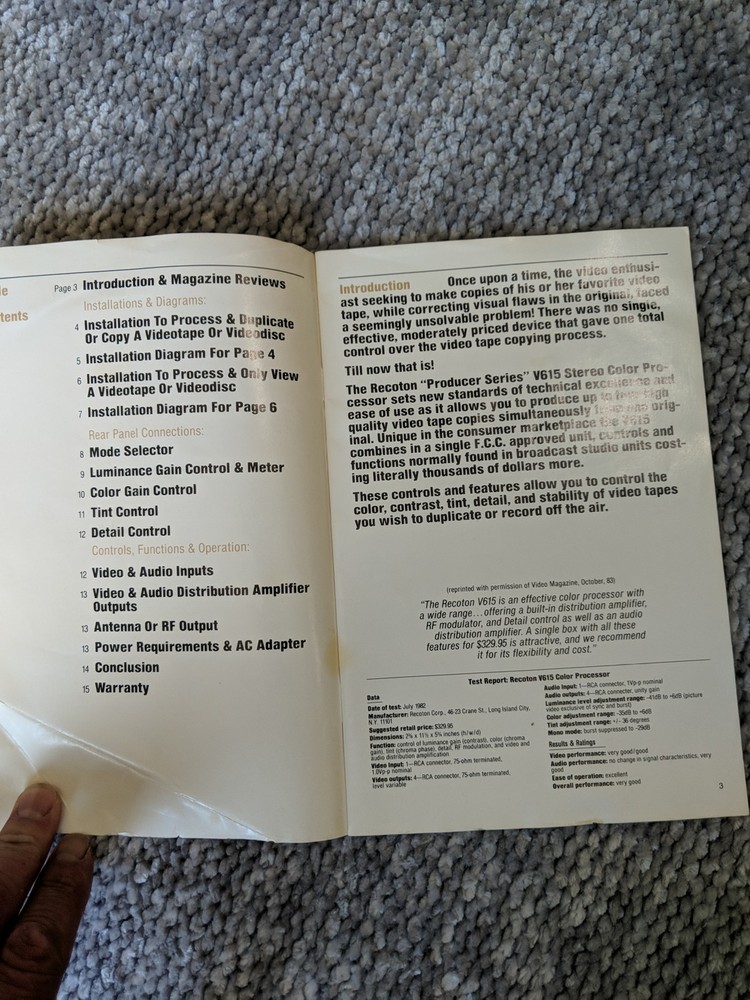 Recoton V615 Color Processor Enhancer Instruction Manual