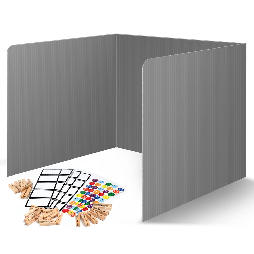 20-Pack Grey Desk Dividers for Students Classroom Plastic Privacy Shield Divider