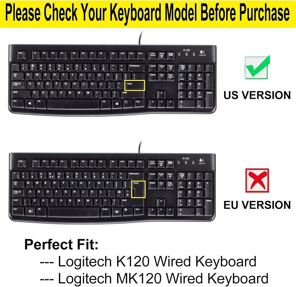Ultra Thin Silicone Keyboard Protector，Compatible with Logitech K120 & MK120 ...