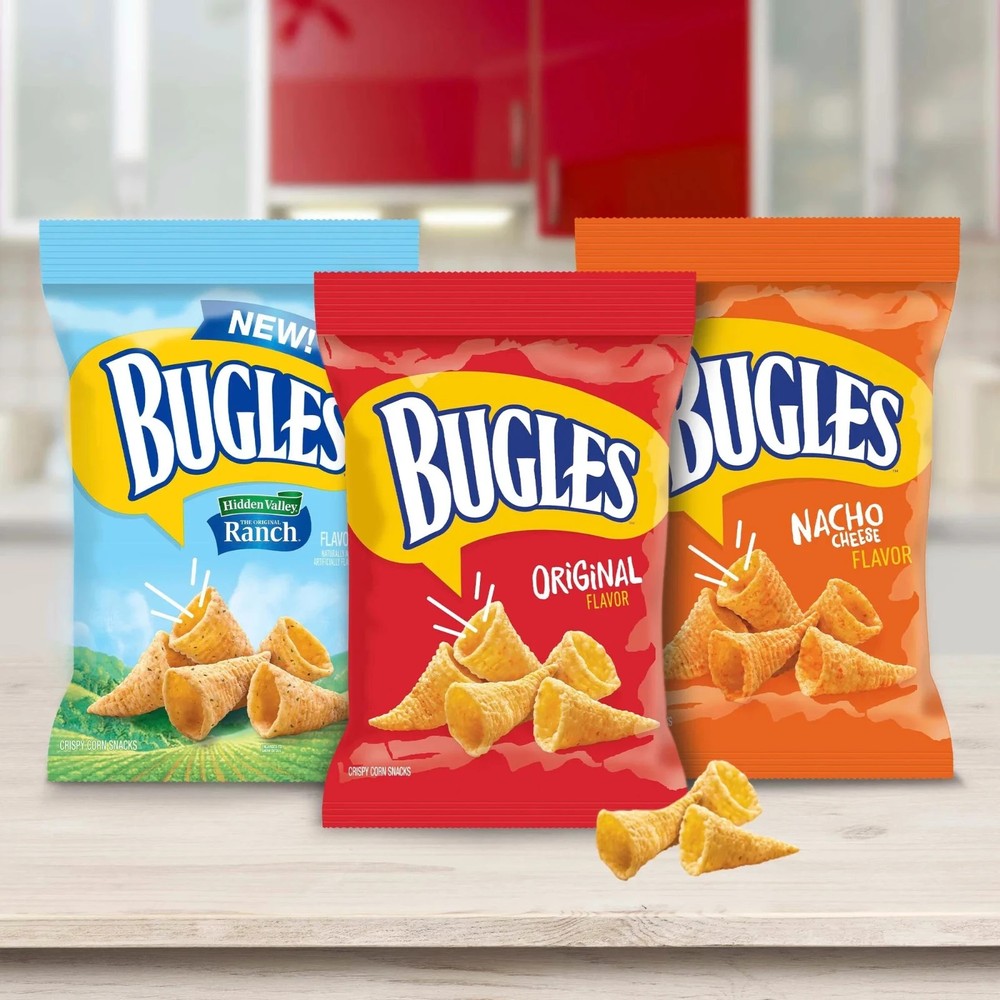 Bugles Crispy Corn Snacks, Hidden Valley Ranch Flavor, Snack Bag, 14.5 oz