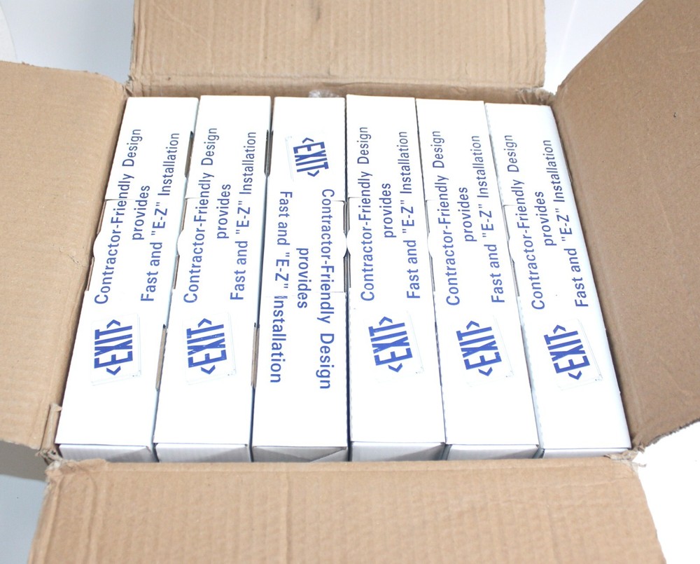 LED Exit Lighting Fixture Single or Double Face , Battery Backup, 6 PCS