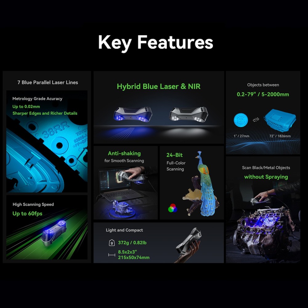 3D Scanner For 3D Printing Reverse Engineering Handheld Scanner❀