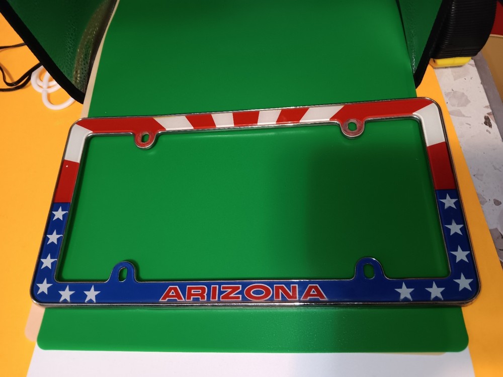 Patriotic Arizona state metal license frame