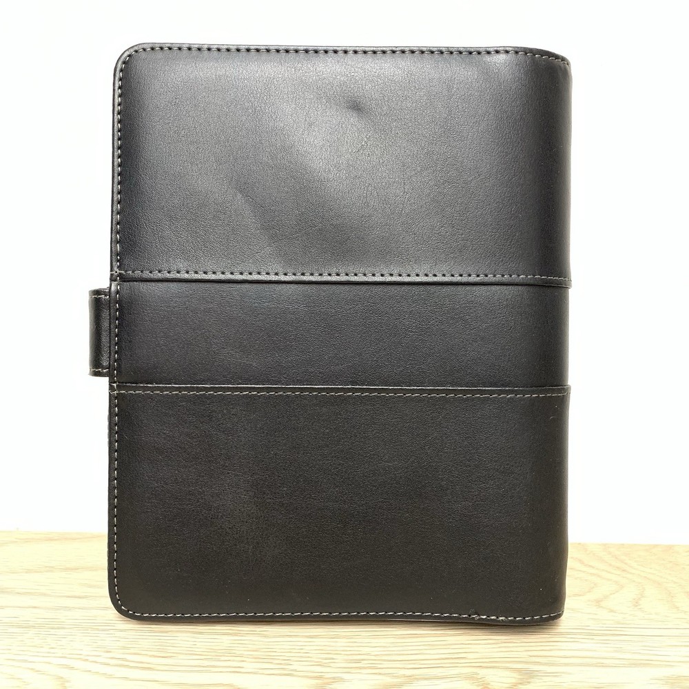 Franklin Covey Day Timer 7-Ring Planner Organizer Black Leather Magnetic Snap