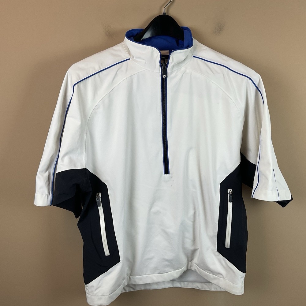 Foot Joy Dry Joy 1/2 Zip Windbreaker Pullover Mens M White Lined Polyester