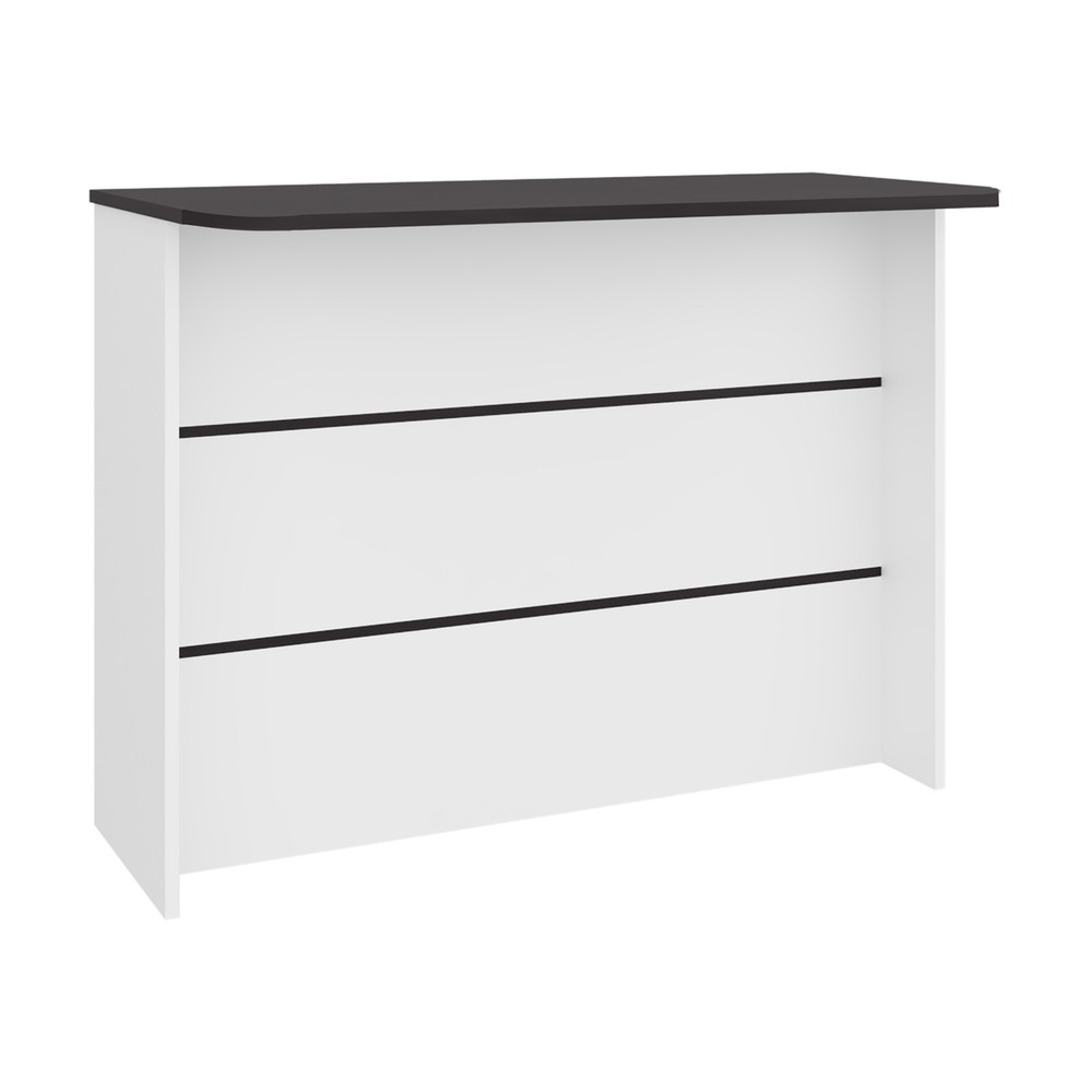 Central kitchen island with modern design, ample storage space Black and whit