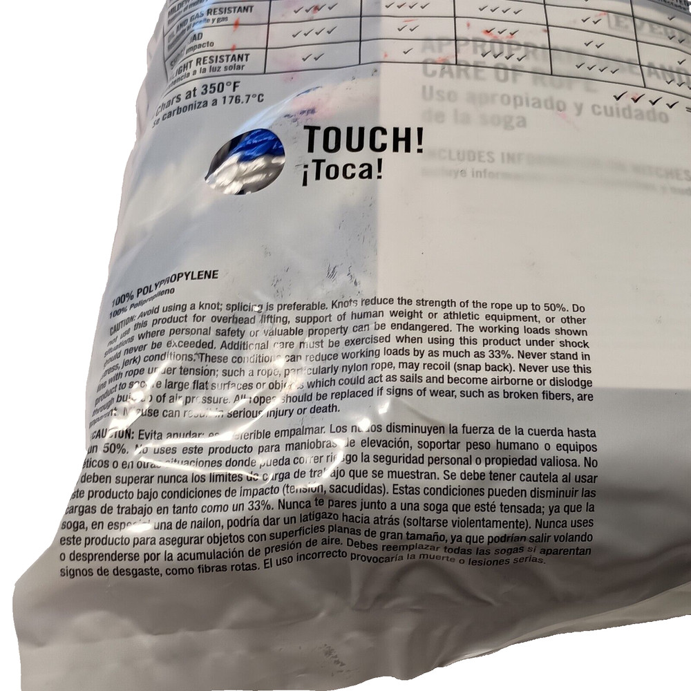 Everbilt 3/8 Inch X 50 Feet Solid Braid Polypropylene Rope