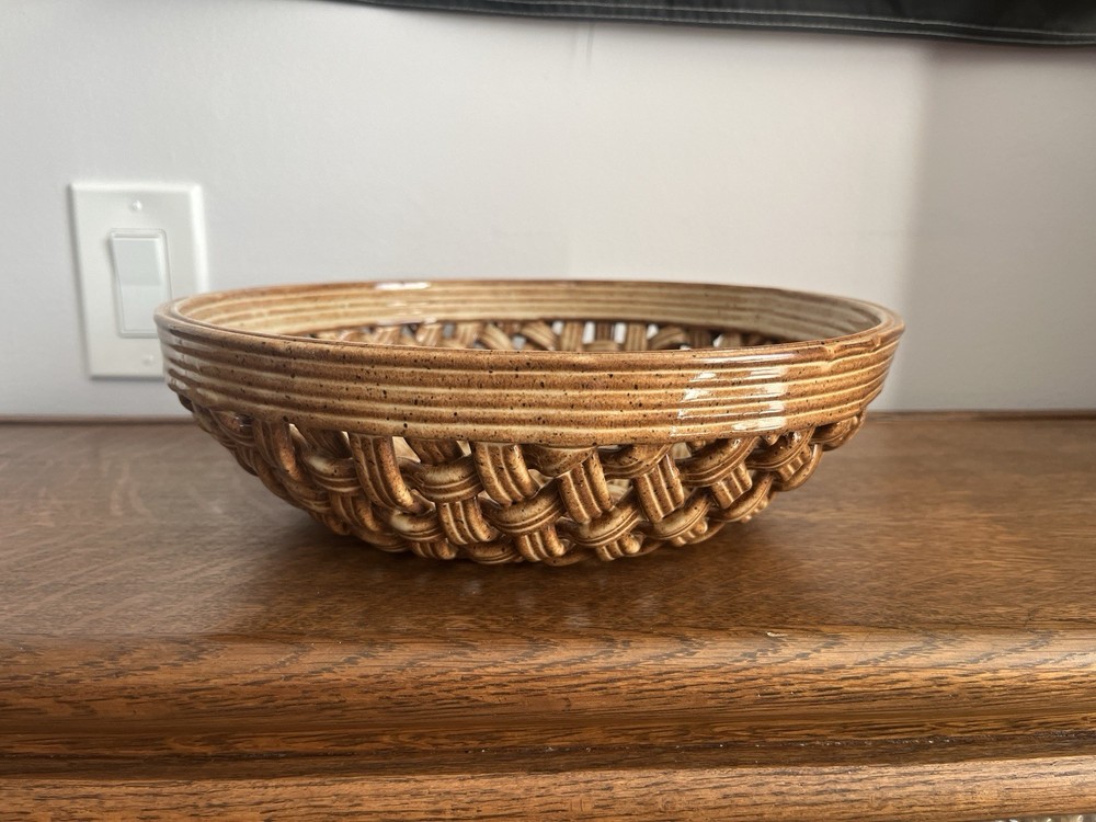 Vintage Ceramic Basket Bowl | Braided Ceramic...