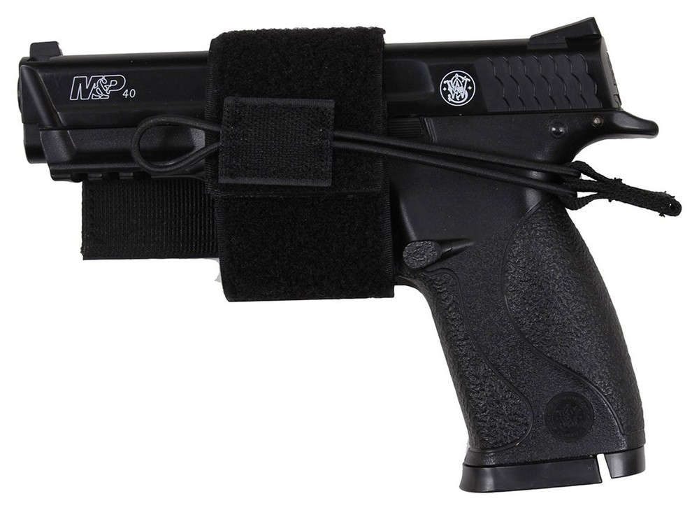 Universal Black Gun Holster 6x2 Adjustable Hook Loop Holder with Bungee Cord
