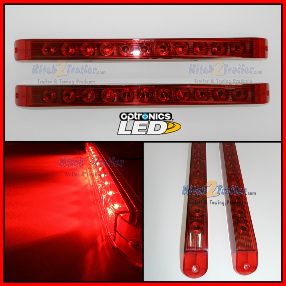 2 Submersible Red 11 LED Stop Brake Turn 17" Truck Trailer RV Car Tail light Bar