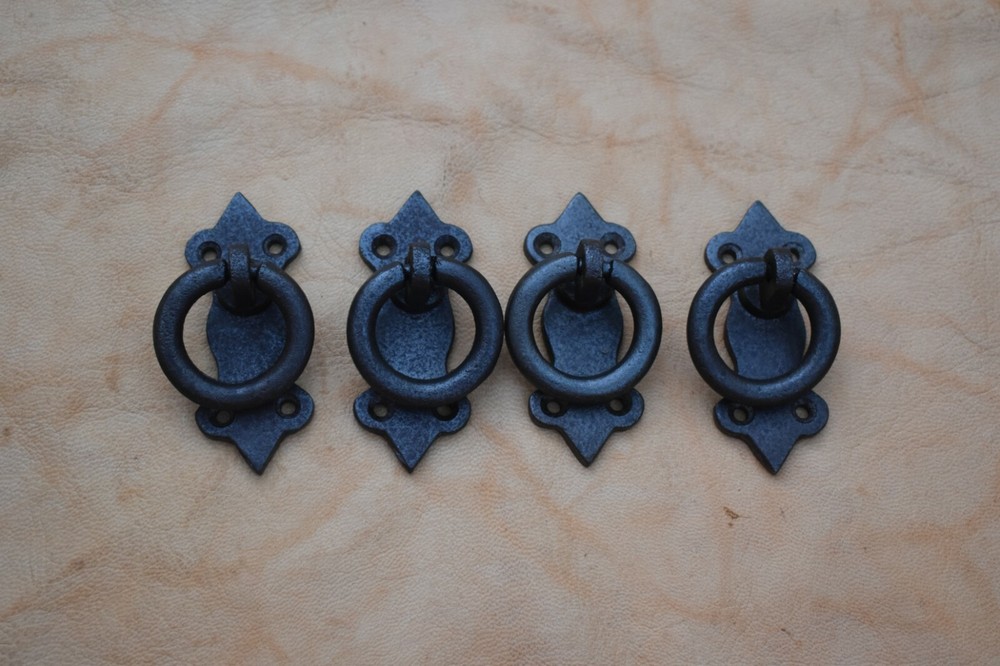 iron door knocker gate handle knob vintage cast pull drop handle Hardware 4 pcs