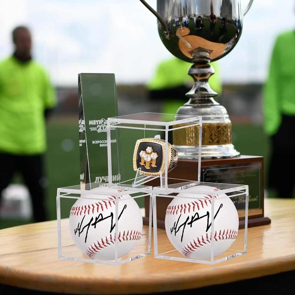 6 Pack Championship Ring Display Case Clear Acrylic Display Case Mini Basebal...