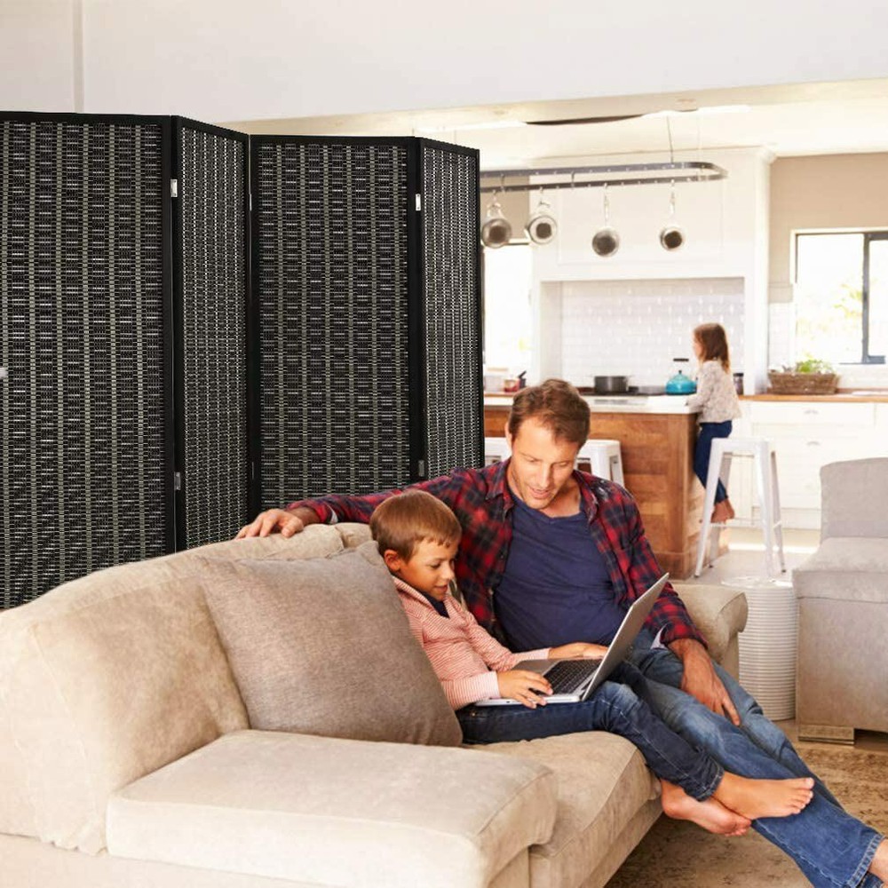 4 Panel Room Divider Privacy Screen Folding Bamboo Room Wall Seperating Divider