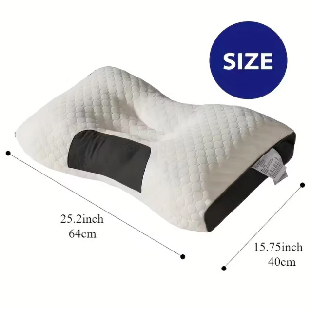2 PCS ERGONOMIC NECK PILLOW HELP MASSAGE, SOFT, ADJUSTABLE SLEEPING 100%