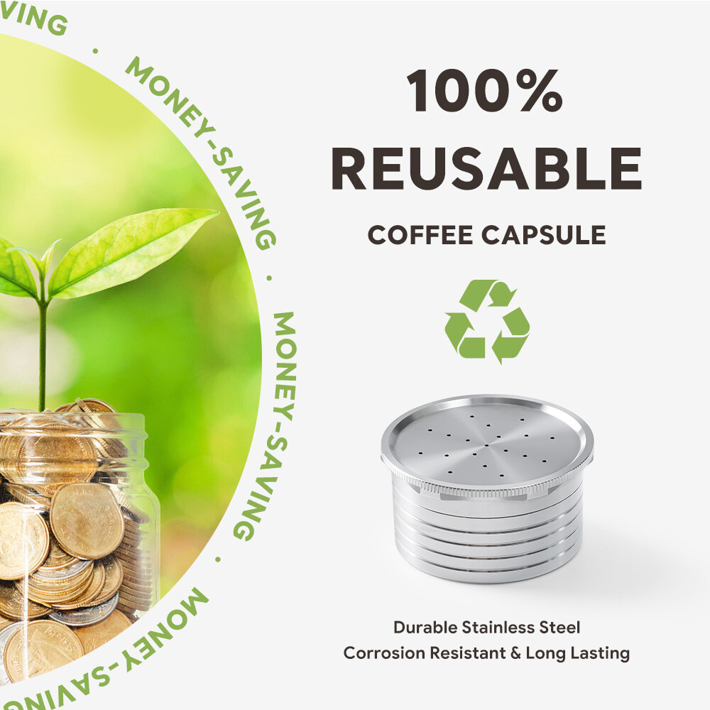 For Essse Coffee Maker Refillable Capsule Coffee Filter Reusable w/ Spoon+Brush
