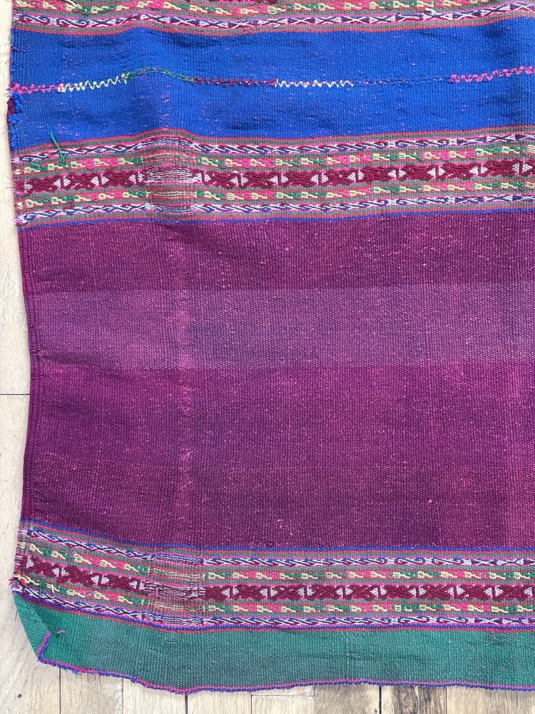 Peruvian Antique Hand Loomed Wool Natural Dyed Shawl Blanket from Cusco Peru
