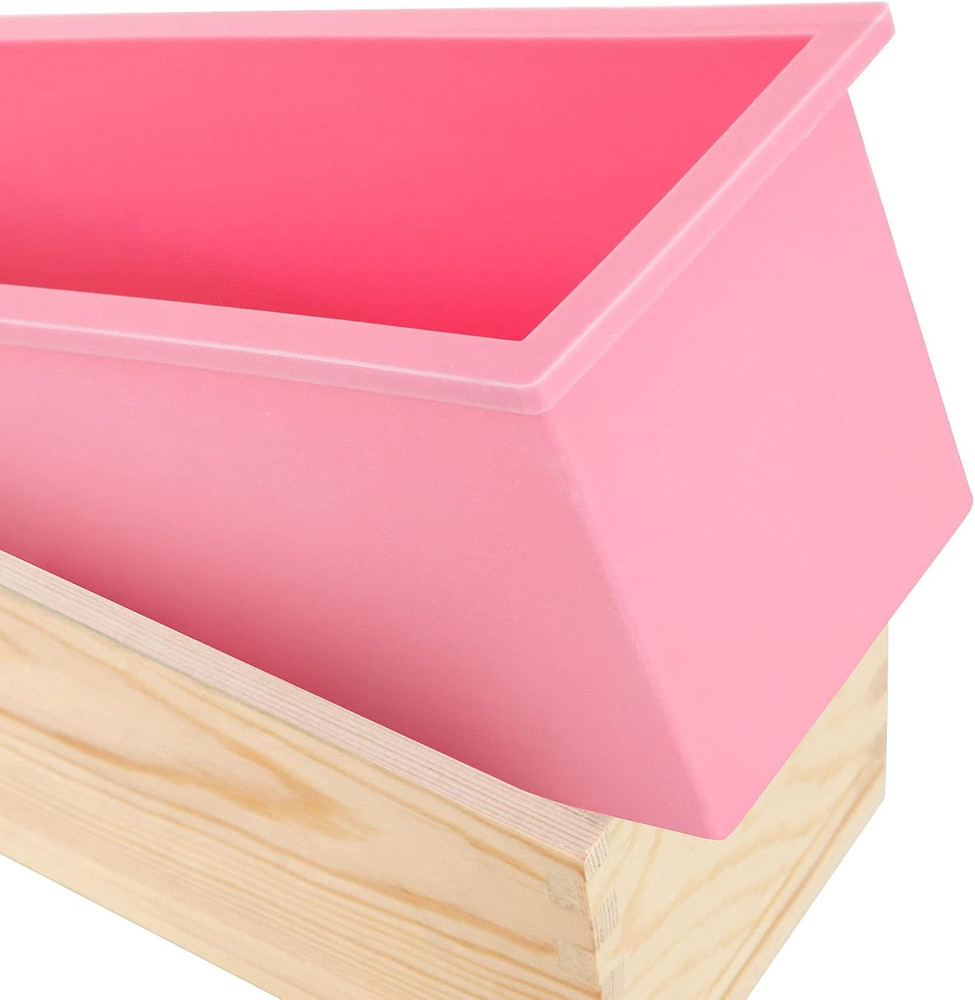 3 Pack 42oz Rectangular Flexible Silicone Soap Loaf Mold with Wooden Box