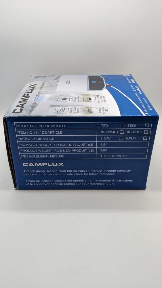 Camplux Electric 3.5kw Hot Water Heater 120V Compact Tankless Instant TE04