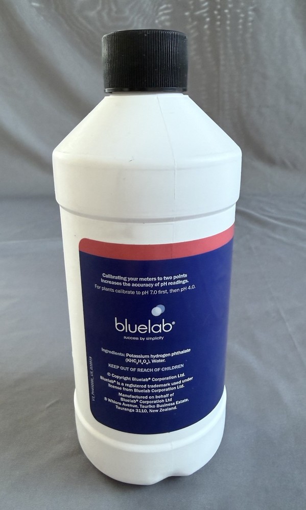 Bluelab 4.0 Calibration Solution 500 mL Bottle - Meter Buffer pH Hydroponics.