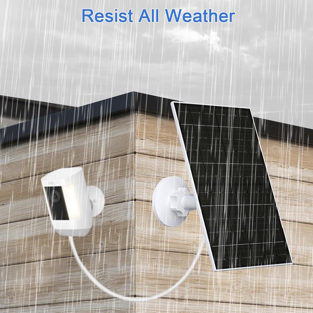 FUTUREZEN 6W Solar Panel for Ring Camera, DC 3.5×1.35mm & USB-C White