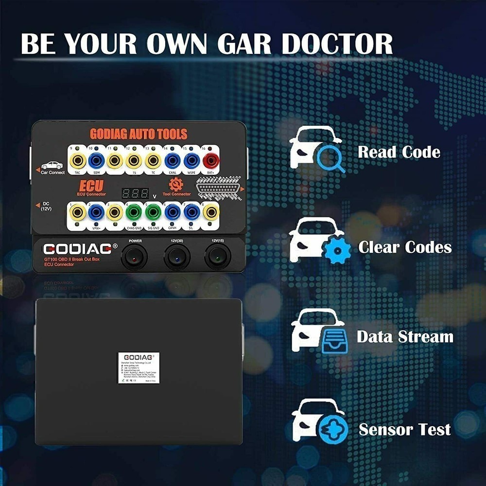 GODIAG GT100 ECU Connector OBDII Protocol Communication Detection Test Plug Tool