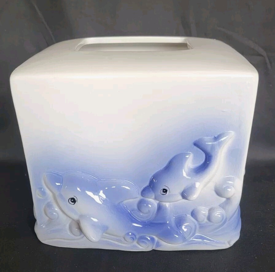 Beautiful Dolphin Tissue Box Cover Aquatic Blue (B)