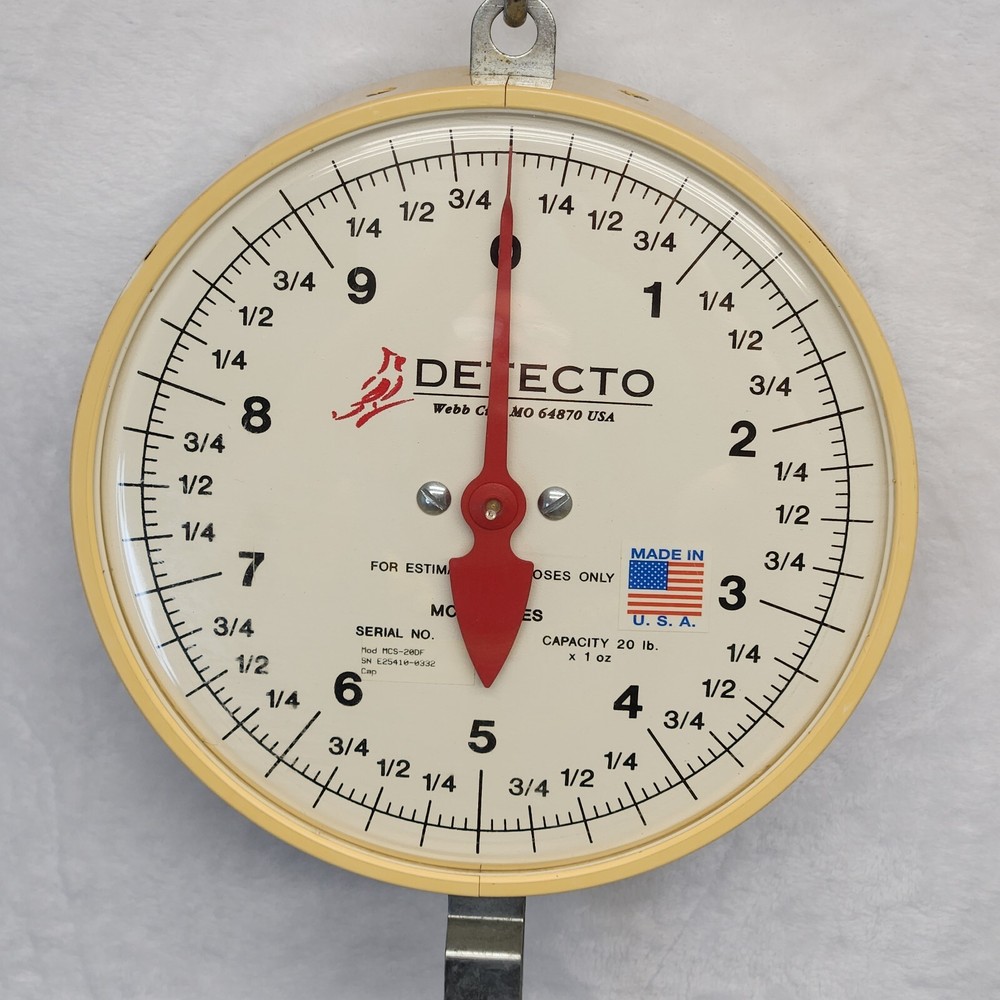 Detecto MCS-20DF Hanging Double Face Dial Scale 20 lb. Capacity With Scoop