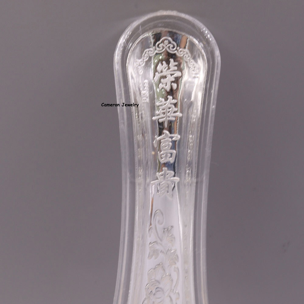 Solid S999 Fine Silver Tableware Blooming Flower Soup Spoon 37-38g 5.2inch