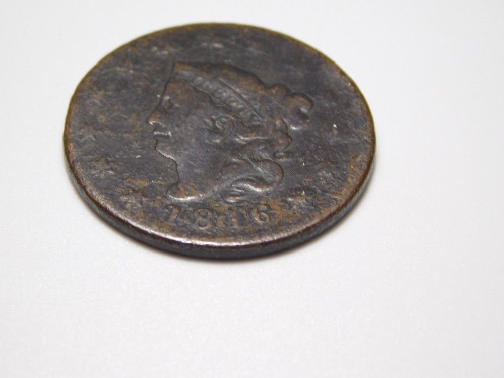 OLD US COPPER COINS 1816 CORONET HEAD LARGE CENT