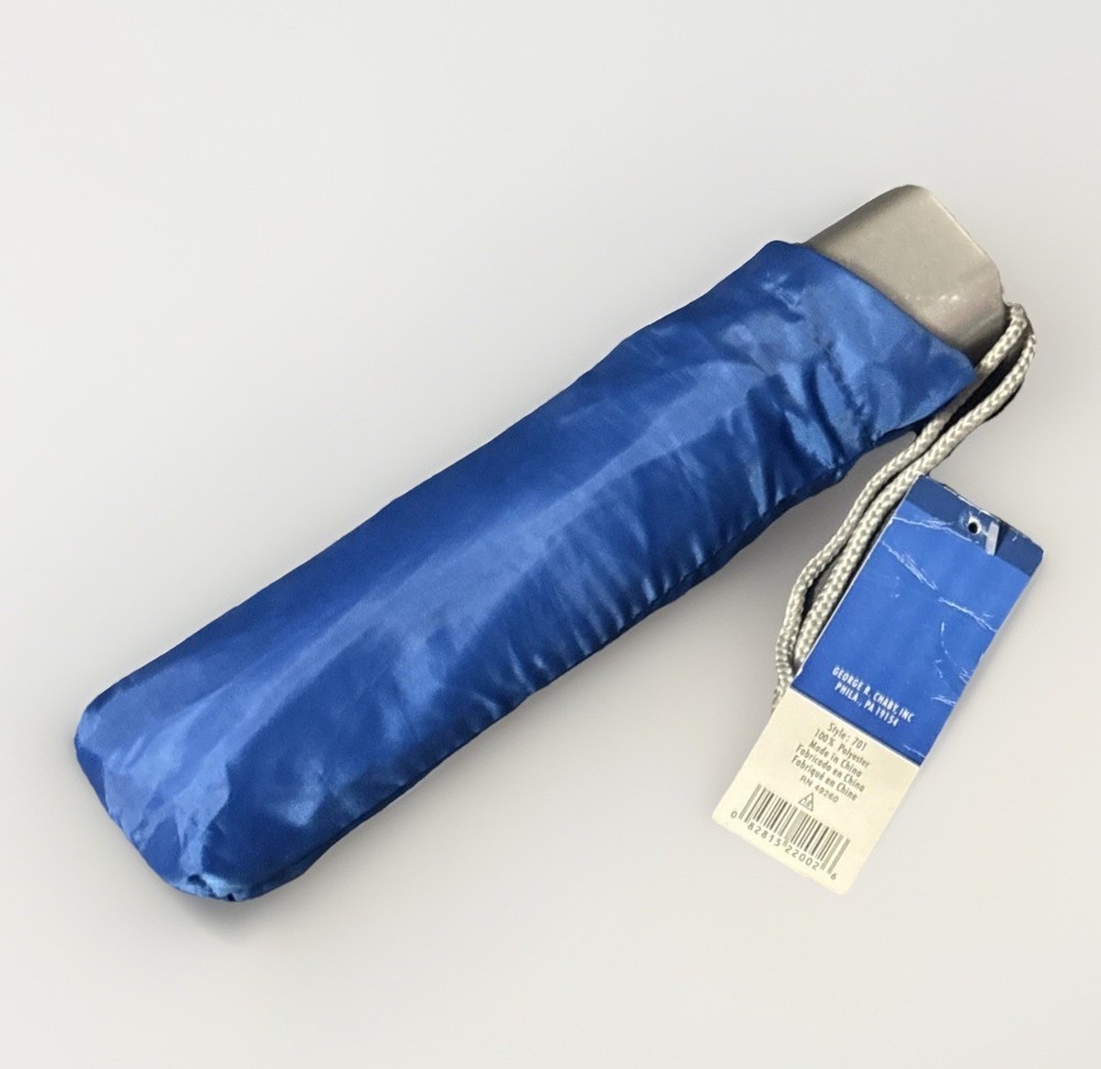 Compact Automatic Umbrella w/ Matching Sleeve for Storage & Wrist Strap-Blue