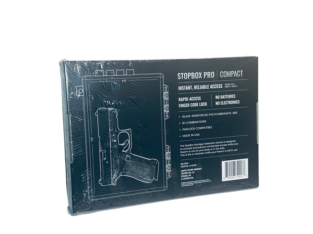 StopBox PRO Compact Mechanical Pistol Safe Fast Access No Batteries TSA Approved