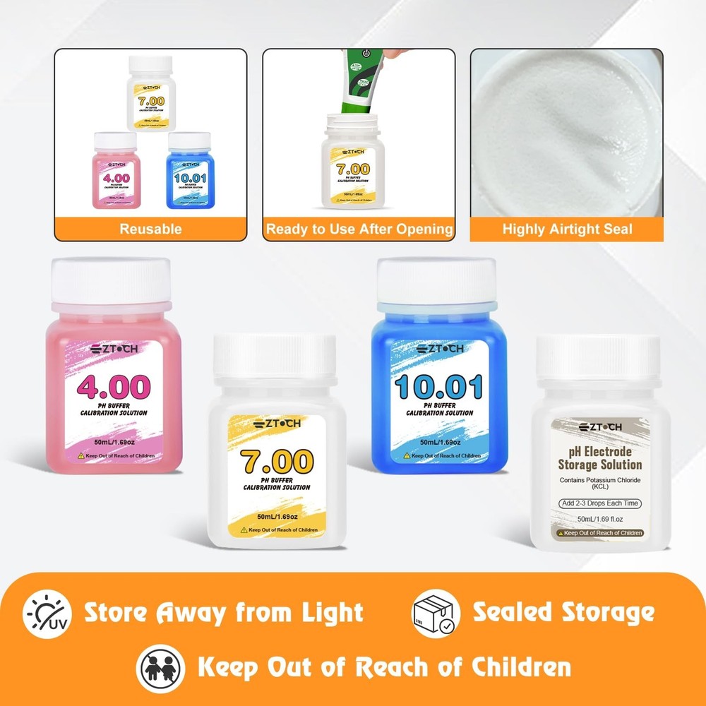 pH Calibration Solution Kit, pH 4 7 10 with KCL Electrode Storage Solution*1,...