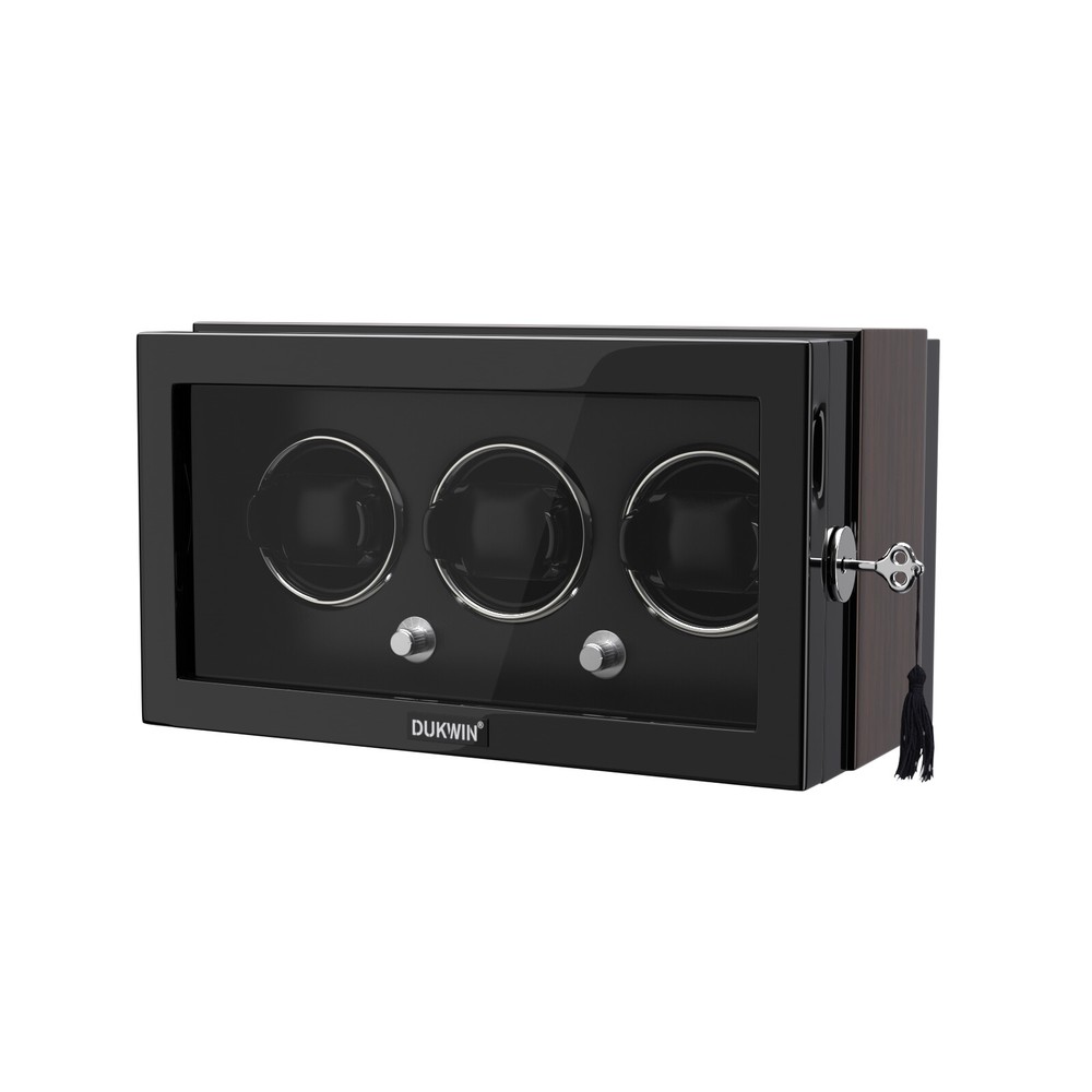 Automatic Rotation 3 Watch Winder Box LED Display Case Box with Lock 4 Modes New