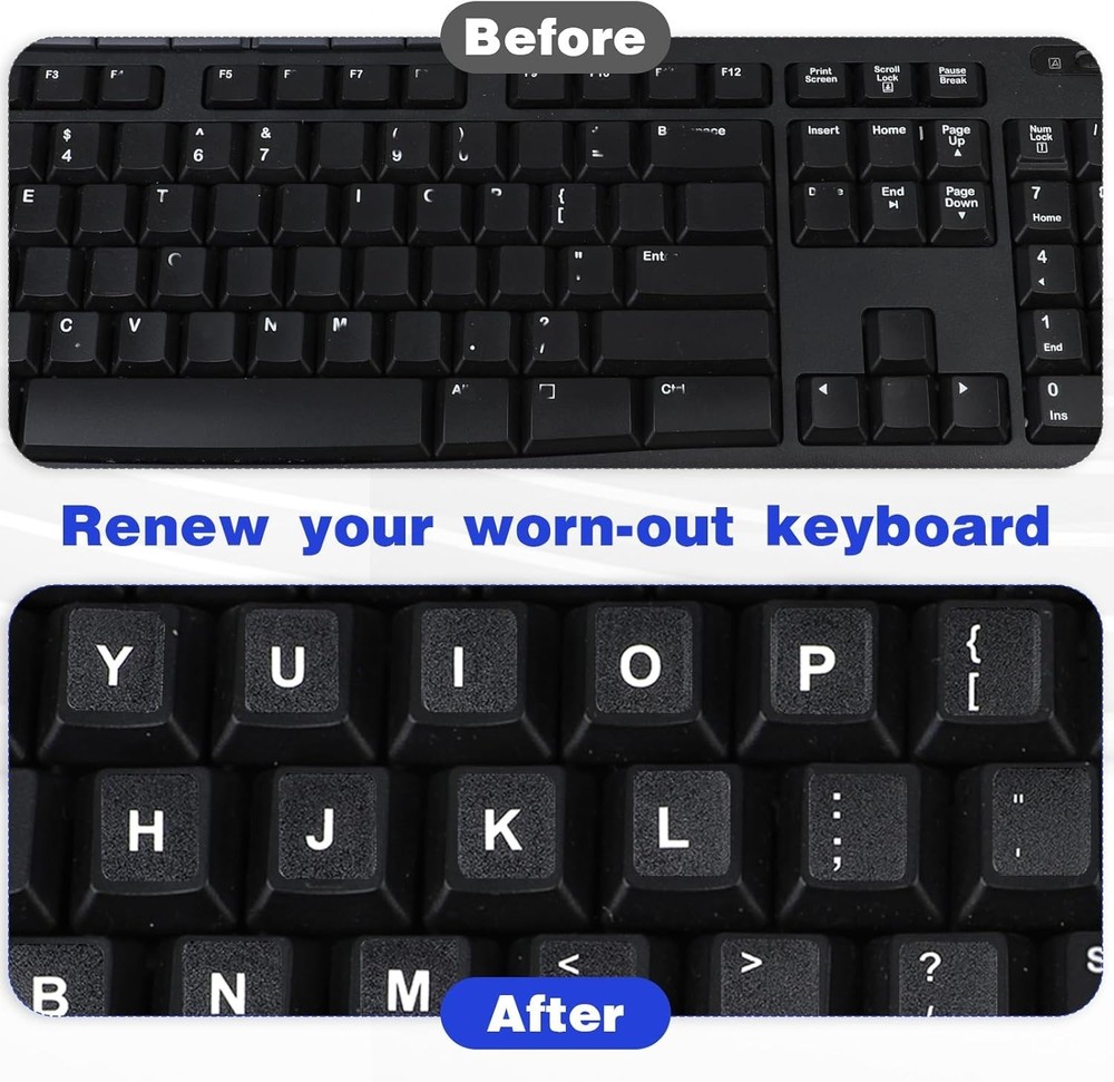 2 Pack Universal English Computer Stickers, Keyboard Replacement Letters English