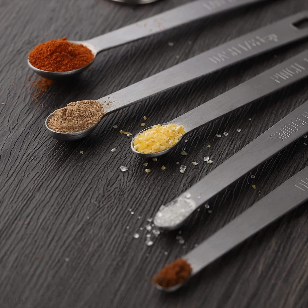 5 Pcs Mini Measuring Spoons Set - Stackable Design, 1/4, 1/8, 1/16, 1/32, 1/6...